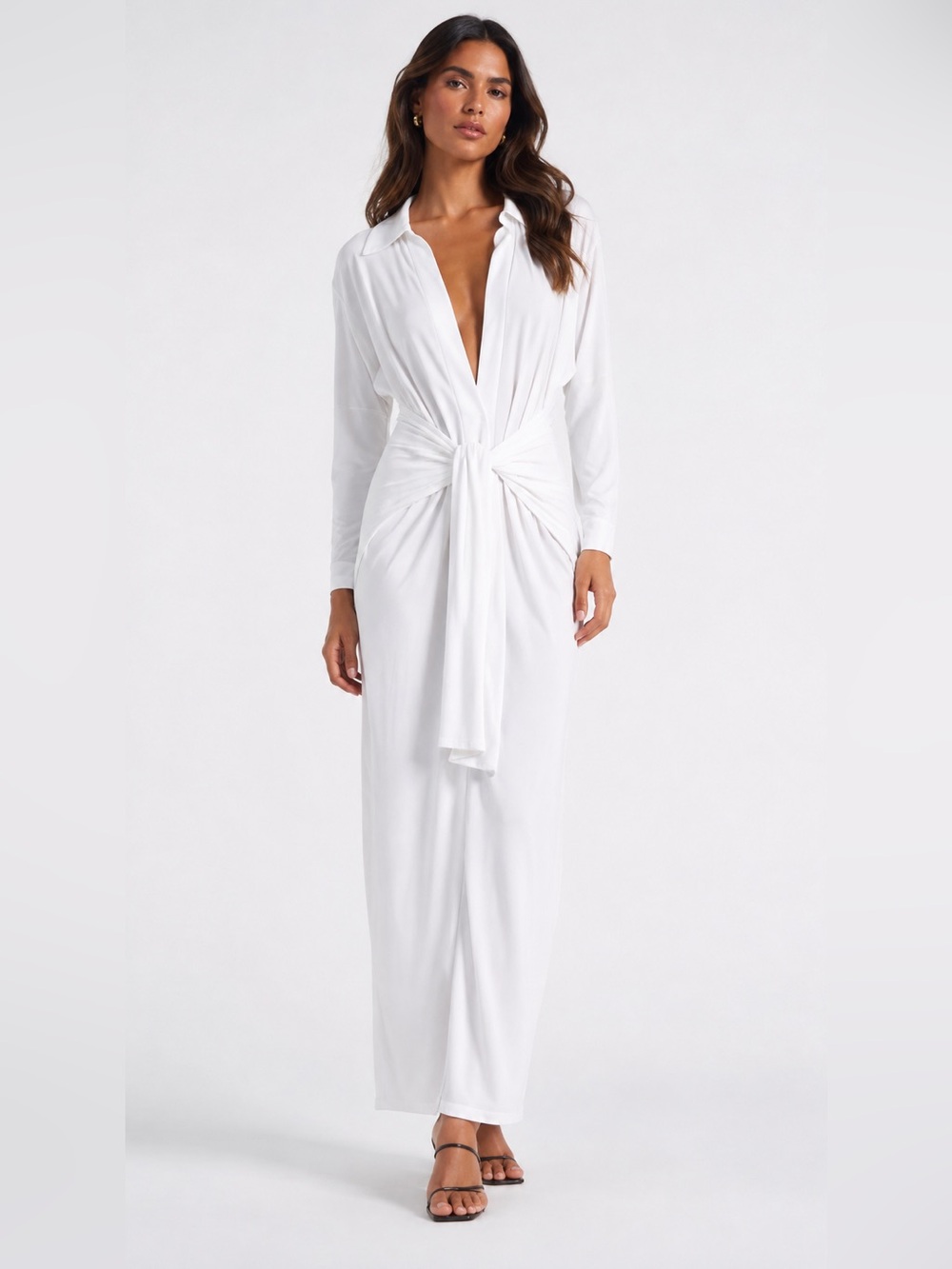 Norma Kamali Oversized Tie Front NK Shirt Jumpsuit Snow White S NWT